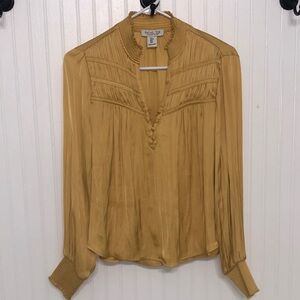 RachelZoe Darling! Smocked Pleated BLOUSE Long Sleeve Easycare EUC